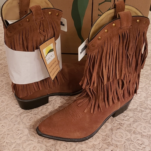 Smoky Mountain Boots Shoes - NWT Smoky Mountain Leather Boots w/fringe Size 7